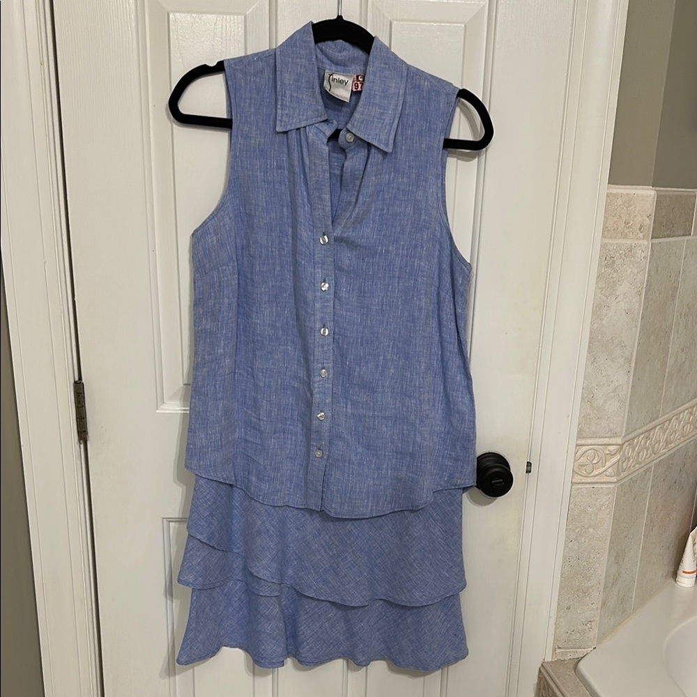 Finley Light Blue Button-Up Dress